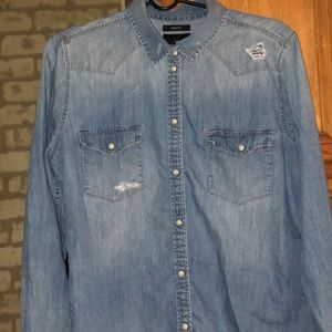 American eagle long sleeve jean shirt